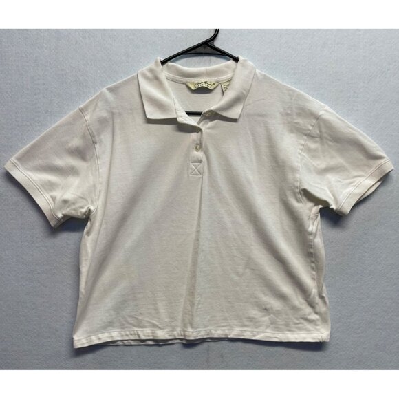 Eddie Bauer Tops - Eddie Bauer White Polo Short Sleeve Shirt Women's Size Large